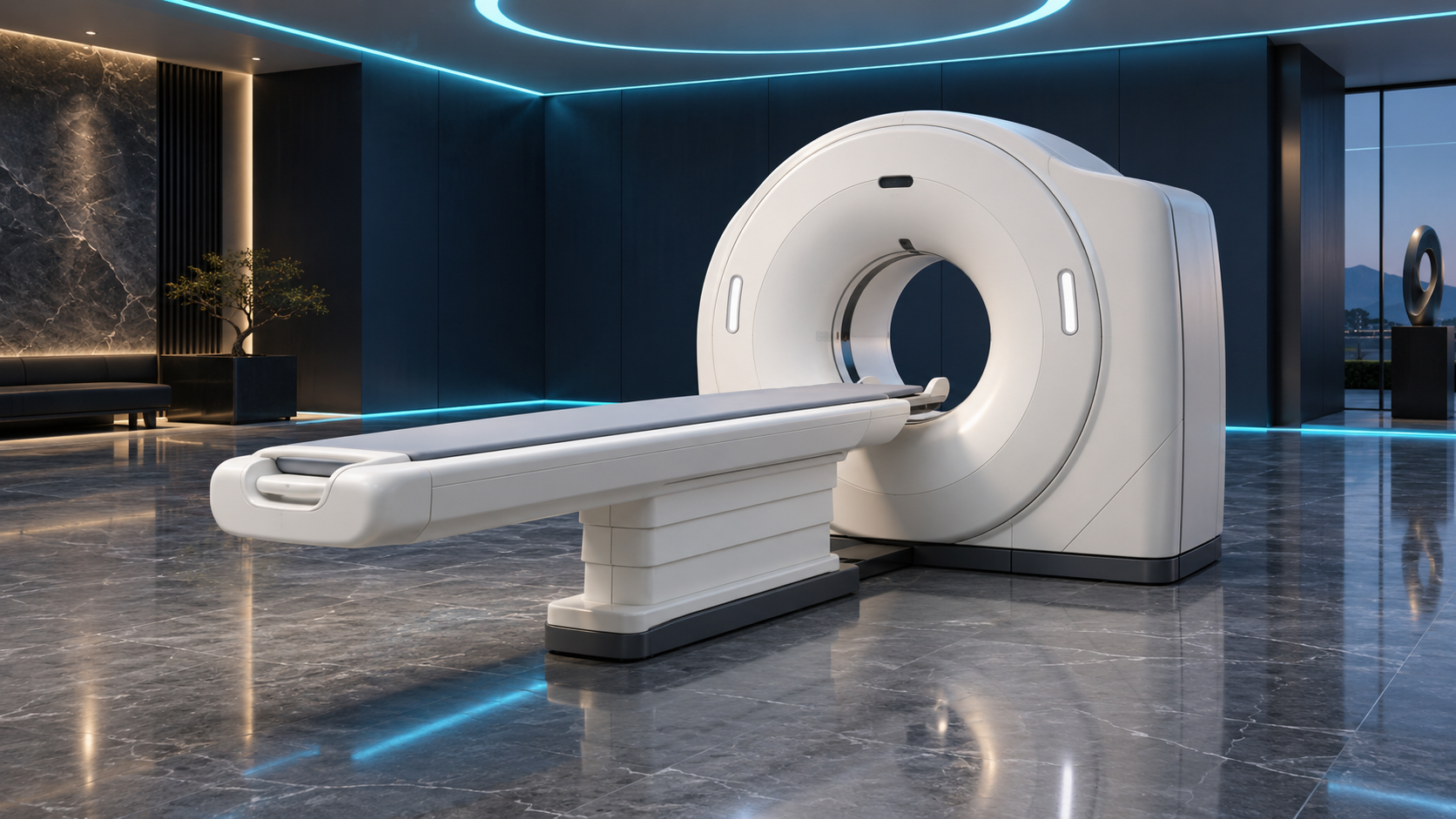 Salle de scanner contemporaine dans un environnement hospitalier